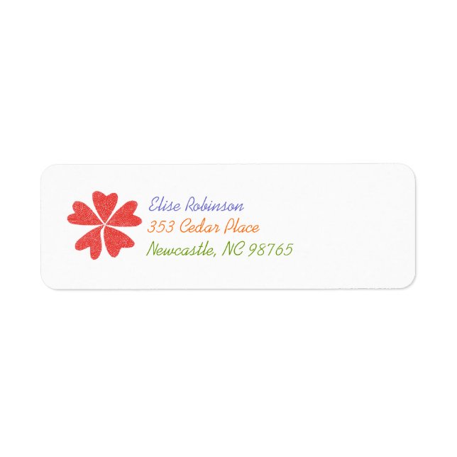 Étiquette d'adresse de retour des coeurs en florai (Devant)