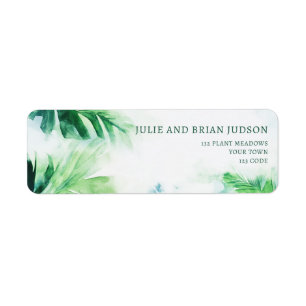 Étiquette d'adresse de retour des Feuilles tropica