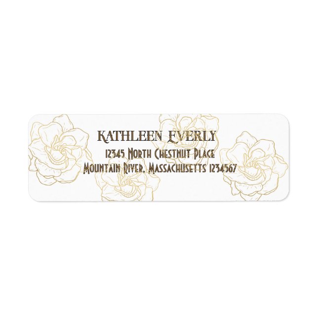 Étiquette d'adresse de retour des fleurs d'or (Devant)