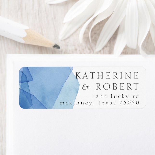 Étiquette d'adresse de retour des formes d'aquarel (En situation)