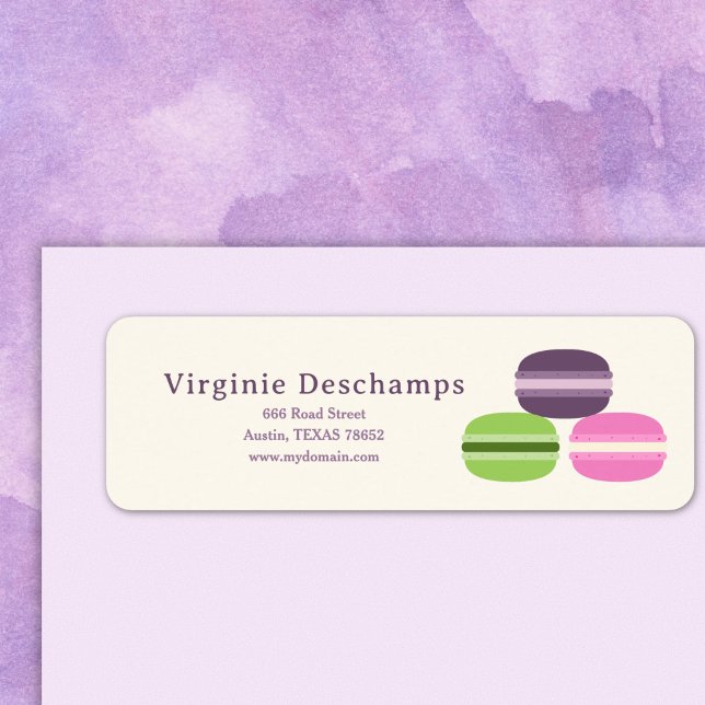 Étiquette d'adresse de retour des Macarons françai (French Macarons Return Address Label)