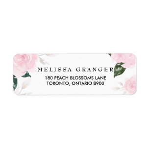 Étiquette d'adresse de retour des Roses d'aquarel