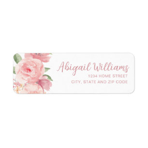 Étiquette d'adresse de retour des Roses d'aquarell