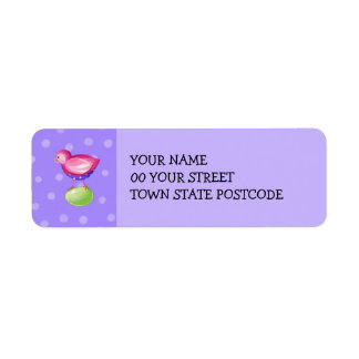 Étiquette d'adresse de retour d'oiseau rose violet