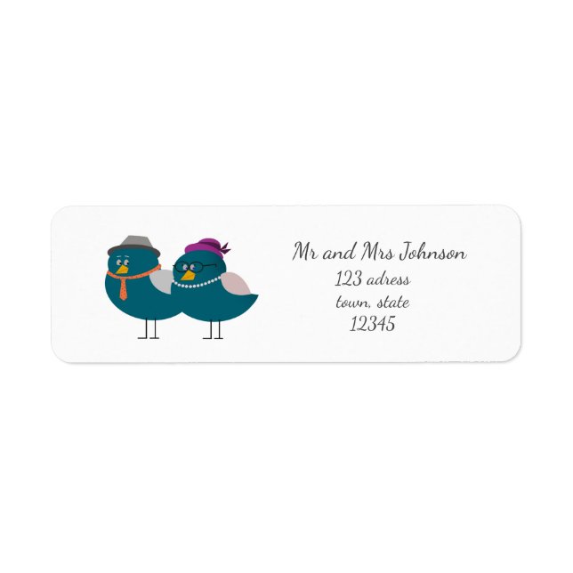 Étiquette d'adresse de retour d'oiseaux mari et fe (Devant)