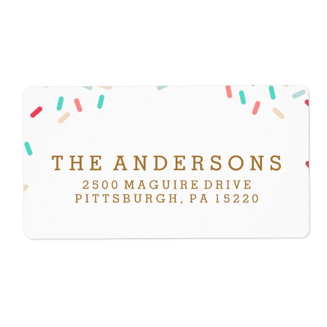 ÉTIQUETTE D'ADRESSE DE RETOUR DONUT SPRINKLES (Devant)