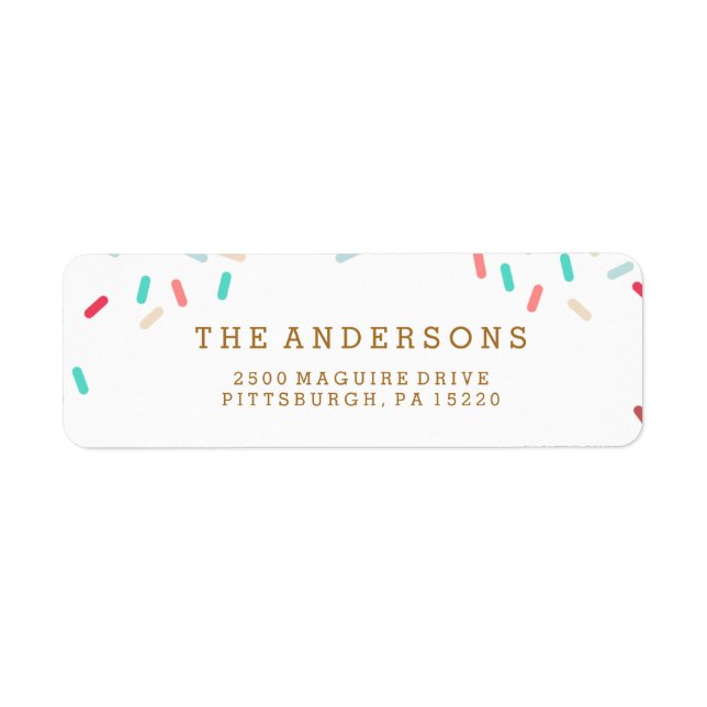 ÉTIQUETTE D'ADRESSE DE RETOUR DONUT SPRINKLES (Devant)