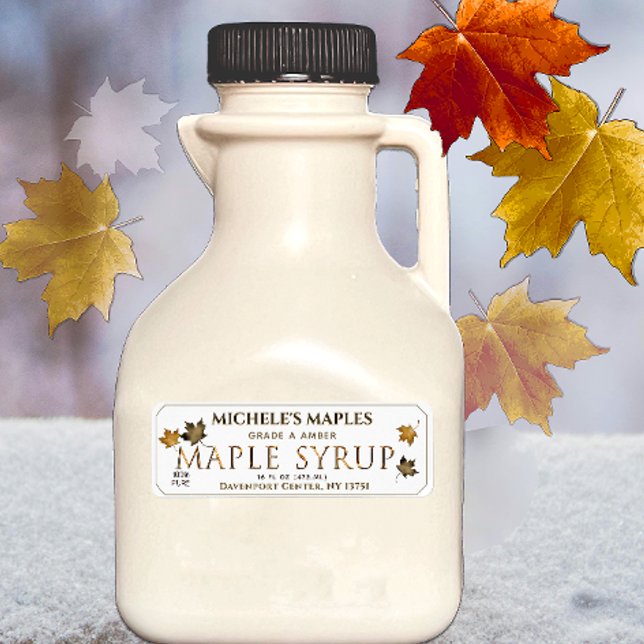 Étiquette d'adresse de retour d'or et d'érable bla (Créateur téléchargé)