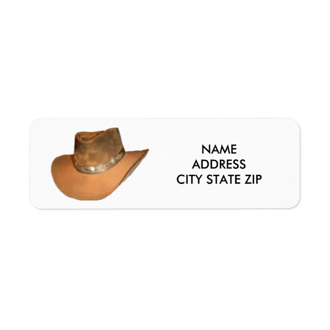 ÉTIQUETTE D'ADRESSE DE RETOUR DU CASQUETTE DE COWB (Devant)