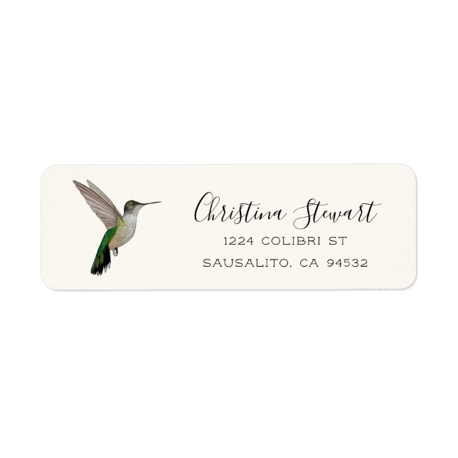 Étiquette d'adresse de retour du Colibri d'Anna (Devant)