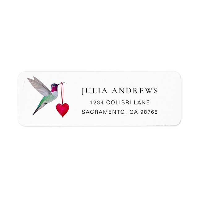 Étiquette d'adresse de retour du Colibri d'Anna (Devant)