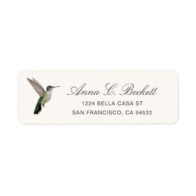 Étiquette d'adresse de retour du Colibri d'Anna (Devant)