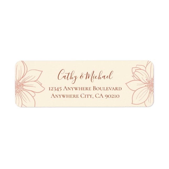 Étiquette d'adresse de retour du mariage rose boho (Devant)