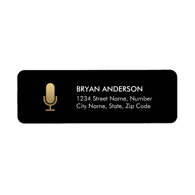 Étiquette d'adresse de retour du microphone Gold (Devant)