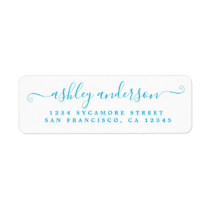 Étiquette d'adresse de retour du nom d'encre bleu