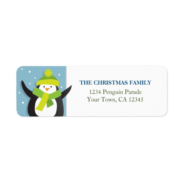 Étiquette d'adresse de retour du pingouin de Noël (Devant)