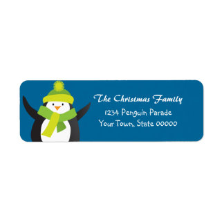 Étiquette d'adresse de retour du pingouin de Noël