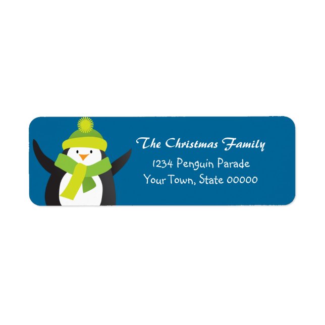 Étiquette d'adresse de retour du pingouin de Noël (Devant)