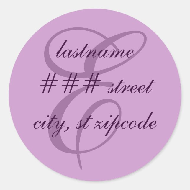 Étiquette d'adresse de retour E monogramme (Devant)