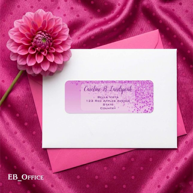 Étiquette d'adresse de retour élégante avec paille (Pink Glitter Labels: 
2.25” L x 0.75” W
•	30 labels per sheet
•	Sheet: 8.5” L x 11” W
)
