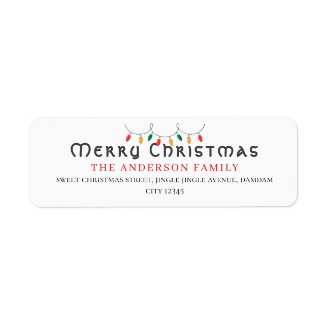 Étiquette d'adresse de retour élégante de Noël (Devant)
