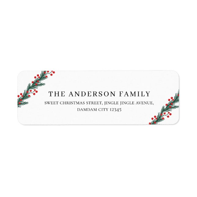 Étiquette d'adresse de retour élégante de Noël ave (Devant)