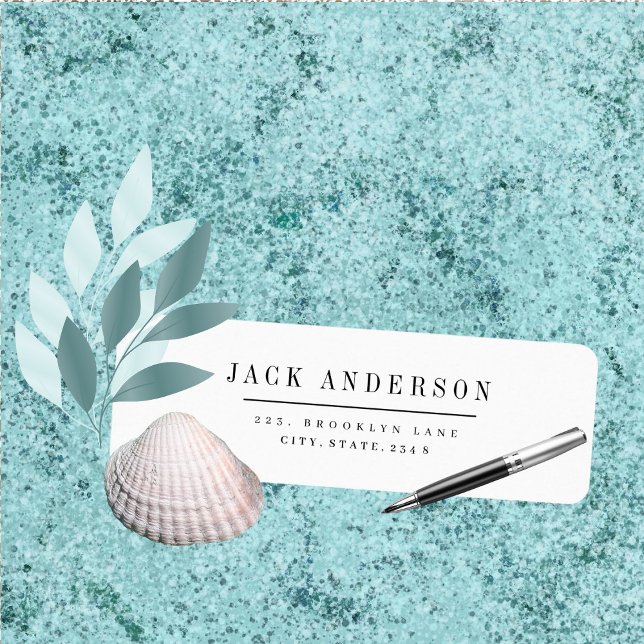 Étiquette d'adresse de retour élégante en noir et  (Créateur téléchargé)