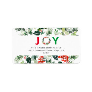 Étiquette d'adresse de retour élégante Festive Joy