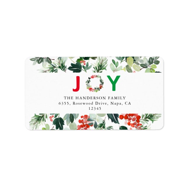 Étiquette d'adresse de retour élégante Festive Joy (Devant)