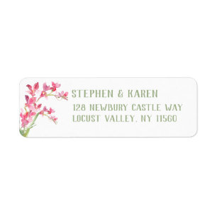 Étiquette d'adresse de retour élégante pour orchid