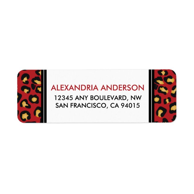 Étiquette d'adresse de retour Empreinte de léopard (Devant)