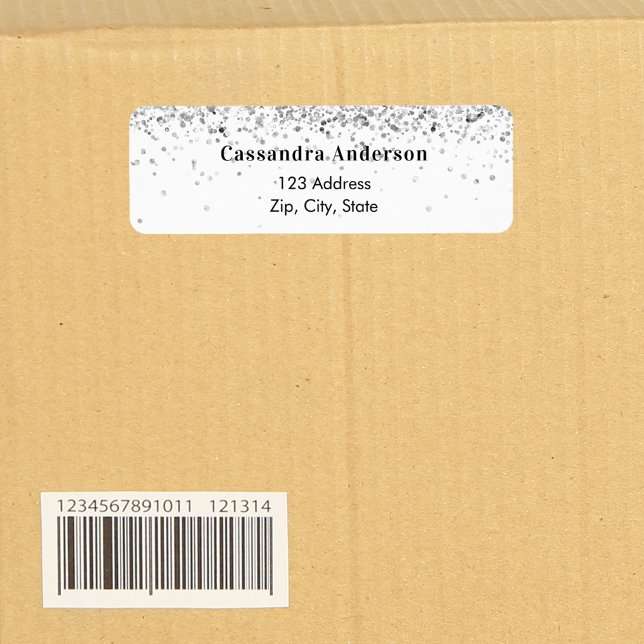 Étiquette d'adresse de retour en argent blanc pail (Créateur téléchargé)