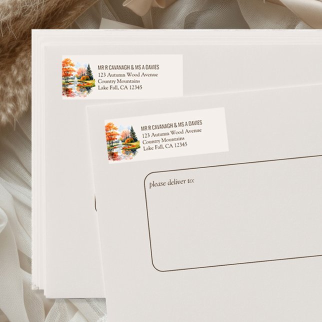 Étiquette d'adresse de retour en bois neutre de Fa (Return Address Labels from the Fall Lake Wedding Collection by Darling & May)