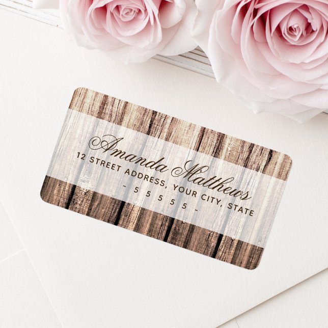 Étiquette d'adresse de retour en bois rustique pat (Rustic weathered wood grain return address label)