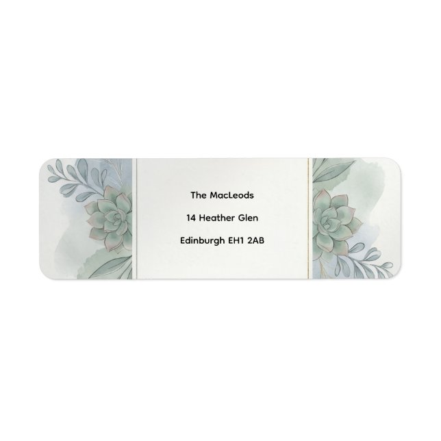 Étiquette d'adresse de retour Eucalyptus Bleu Pous (Devant)