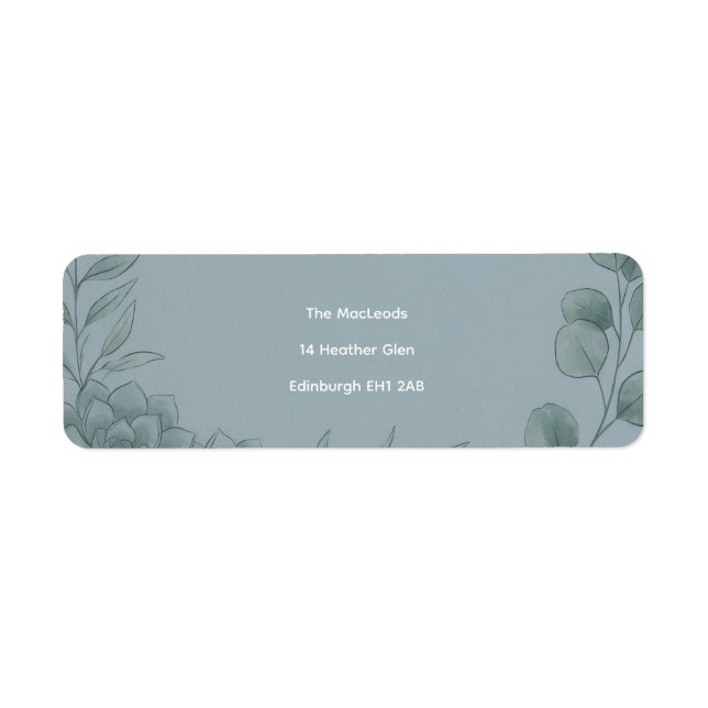 Étiquette d'adresse de retour Eucalyptus Gris Bleu (Devant)