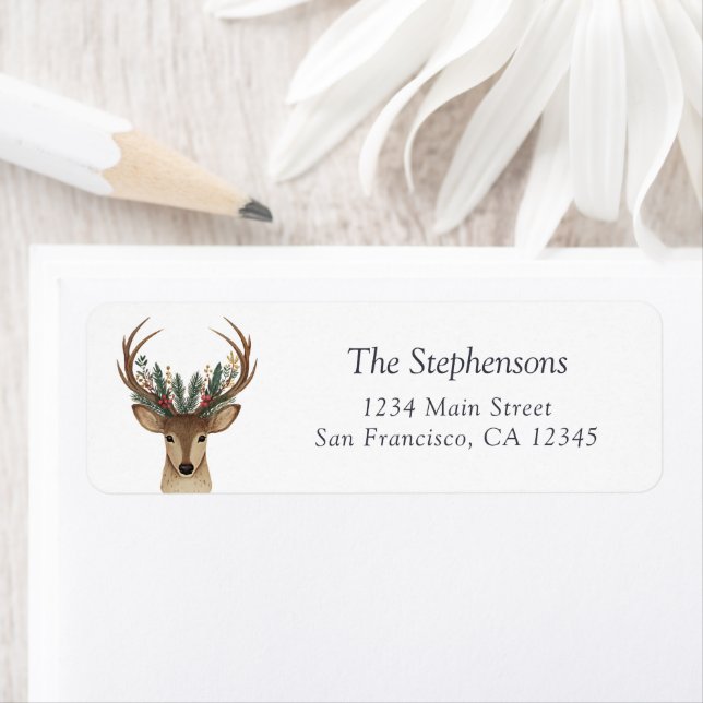 Étiquette d'adresse de retour festive rustique de  (En situation)