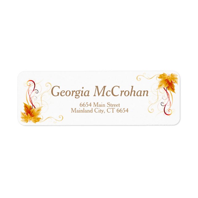 Étiquette d'adresse de retour Feuilles rouges oran (Devant)