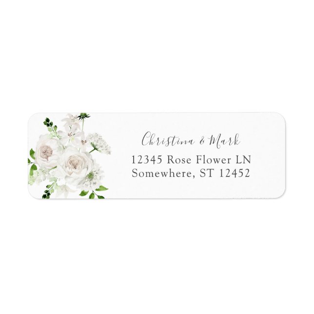 Étiquette d'adresse de retour Fleur Blanche 2 (Devant)