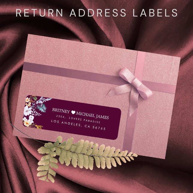 Étiquette d'adresse de retour fleur bohème de Bour (Créateur téléchargé)