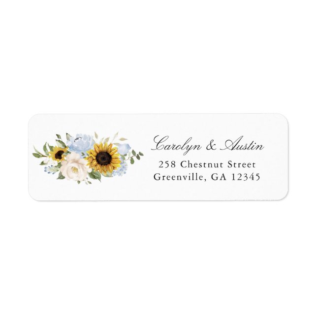 Étiquette d'adresse de retour Fleur de tournesol b (Devant)