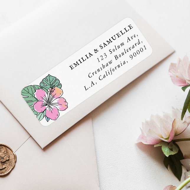 Étiquette d'adresse de retour Fleur d'été Aloha ca (Créateur téléchargé)