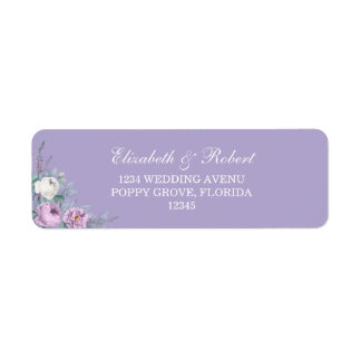 Étiquette d'adresse de retour Fleur Florale Violet