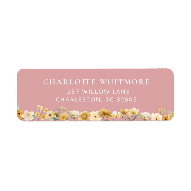 Étiquette d'adresse de retour Fleur rose carmin (Devant)