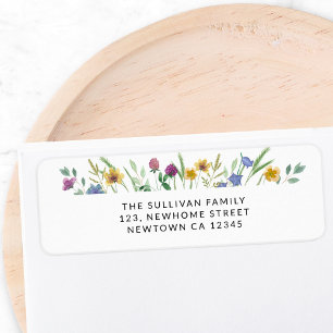 Étiquette d'adresse de retour Fleur sauvage