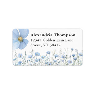 Étiquette d'adresse de retour Fleur sauvage bleue