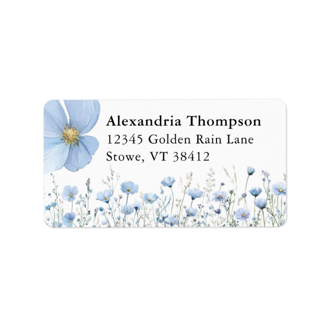 Étiquette d'adresse de retour Fleur sauvage bleue  (Devant)