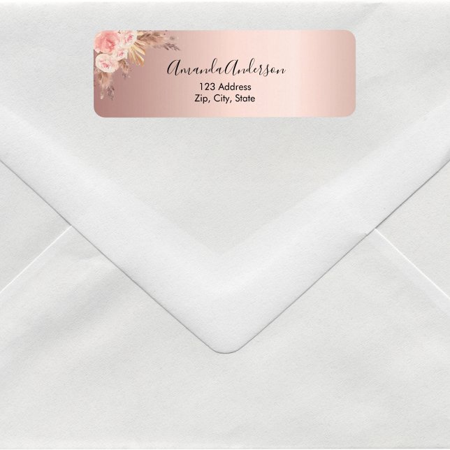 Étiquette d'adresse de retour fleurie rose gold he (Créateur téléchargé)