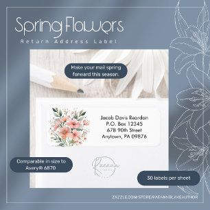Étiquette d'adresse de retour Fleurs de printemps