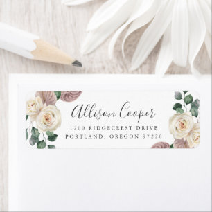 Étiquette d'adresse de retour Fleurs de roses et o